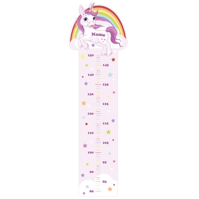 Wall stickers height measure bar Unicorn Rainbow With Customised Name