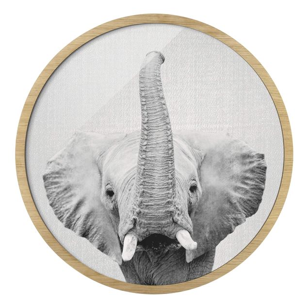 Modern art prints Elephant Ewald Black And White