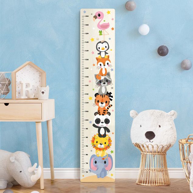 Wooden height chart Elephant Lion Panda Tiger and Co.
