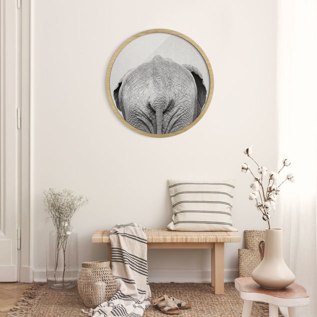 Nursery decoration Elephant From Behind Black And White