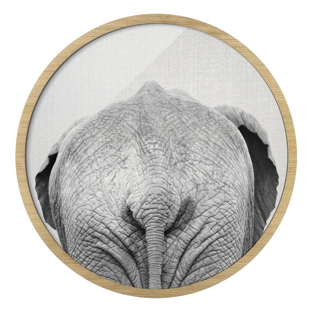 Prints modern Elephant From Behind Black And White