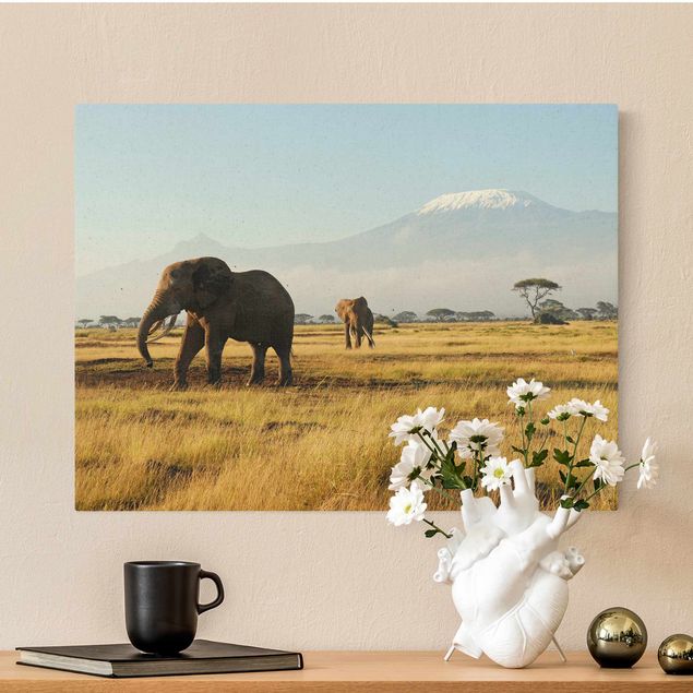 Landscape wall art Elephants In Front Of Kilimanjaro In Kenya