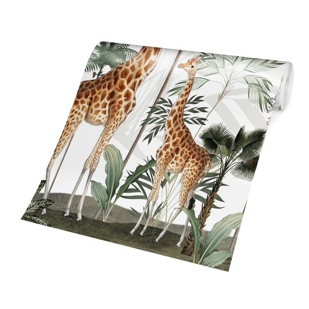 Modern wallpaper designs Elegance of the giraffes in the jungle