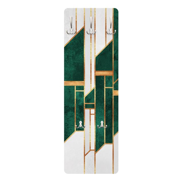 Wall mounted coat rack Emerald And gold Geometry