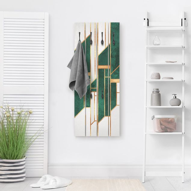 Shabby chic clothes rack Emerald And gold Geometry