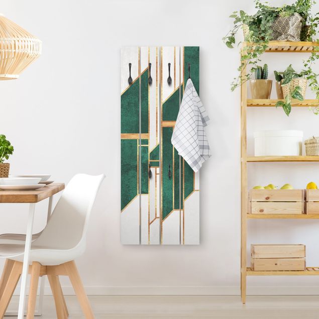 Coat rack patterns Emerald And gold Geometry