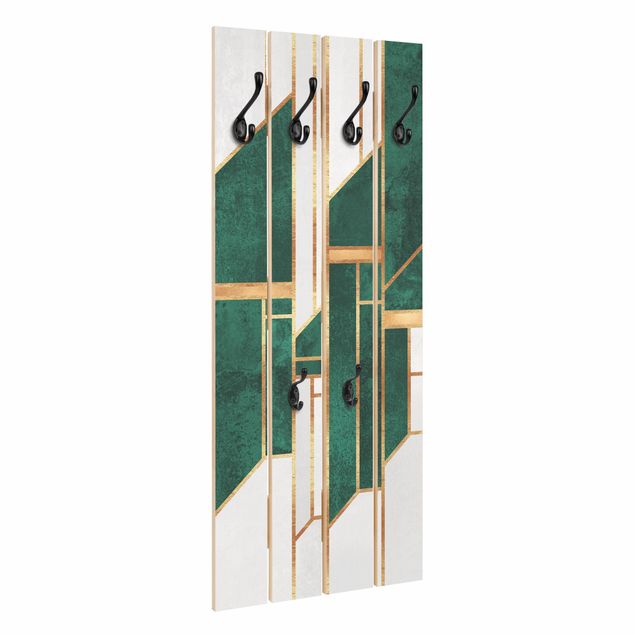 Wall coat hanger Emerald And gold Geometry