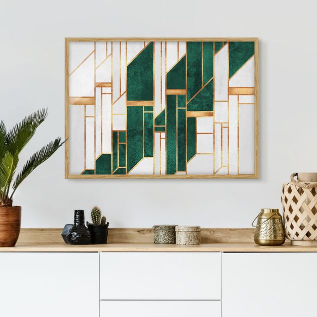 Art posters Emerald And gold Geometry