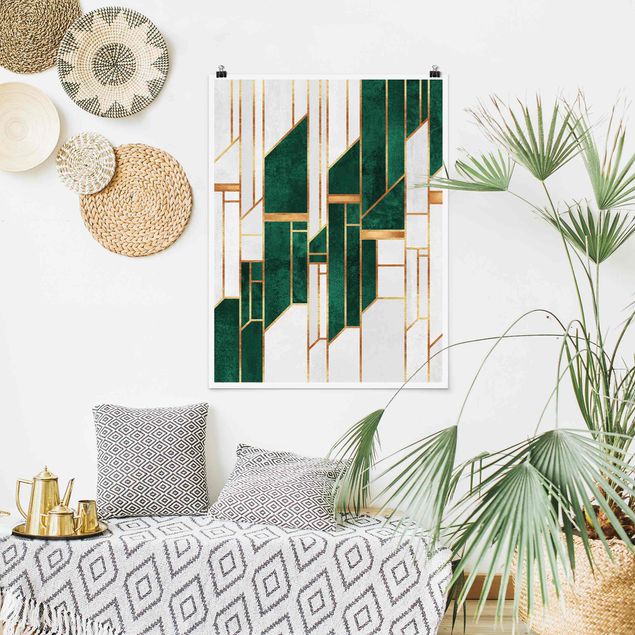 Canvas art Emerald And gold Geometry