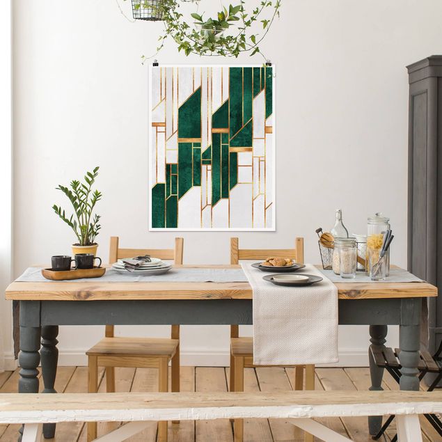 Posters art print Emerald And gold Geometry