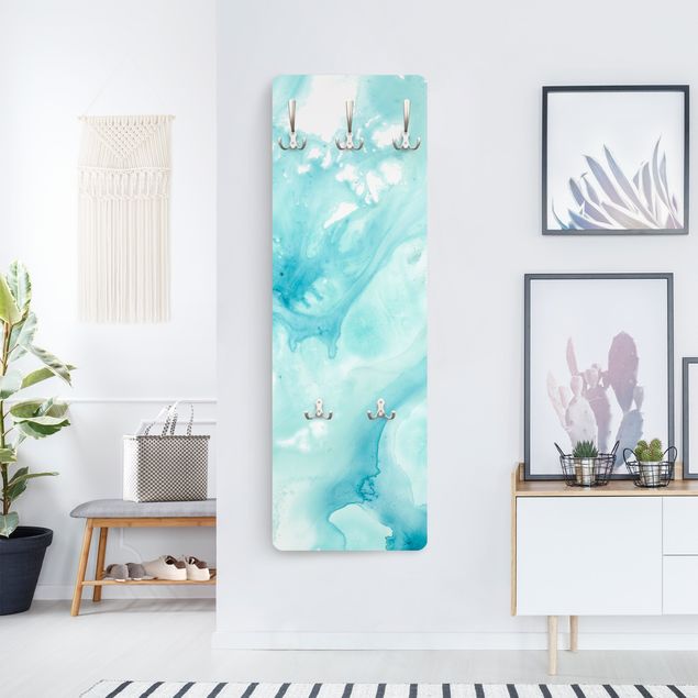 Wall coat hanger Emulsion In White And Turquoise I
