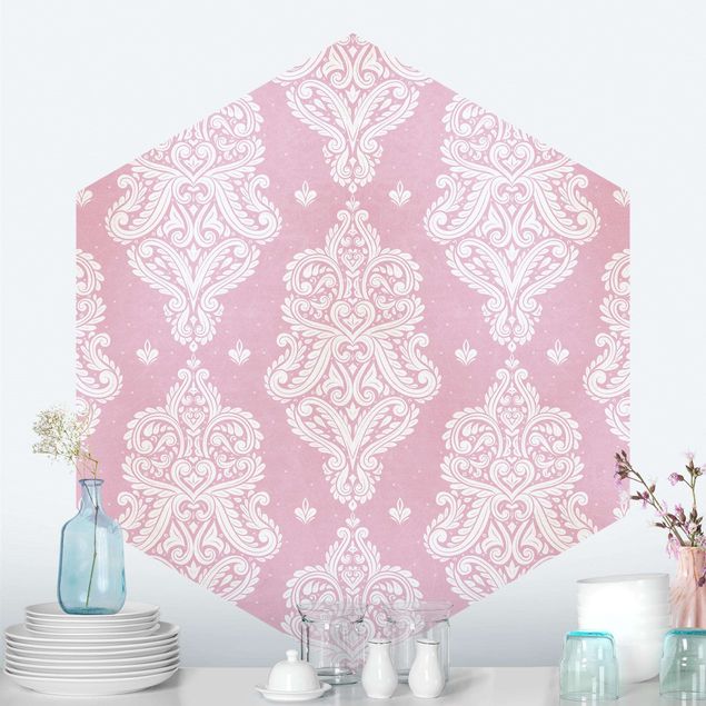 Wallpapers ornaments Strawberry Pink Baroque Pattern