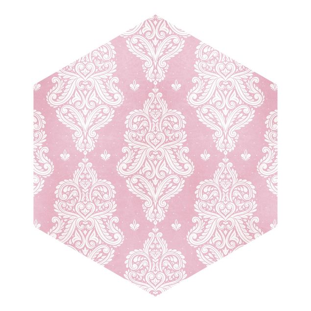 Creme wallpapers Strawberry Pink Baroque Pattern