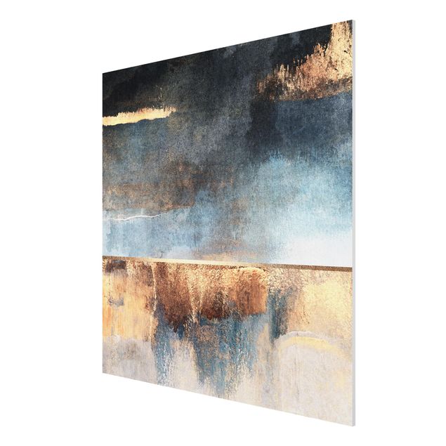 Abstract canvas wall art Abstract Lakeshore In Gold