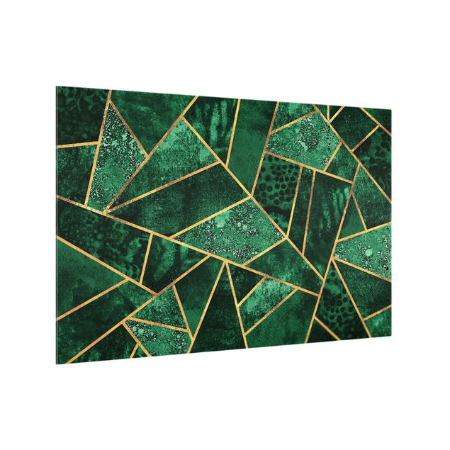 Glass art splashbacks Dark Emerald With Gold