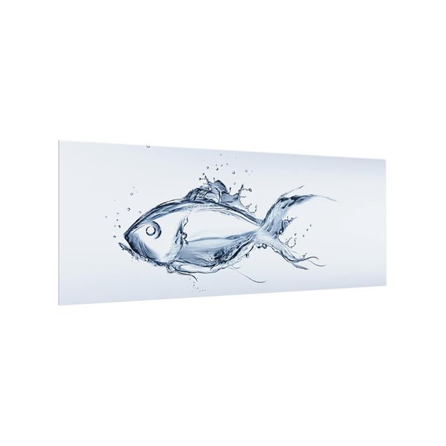 Glass splashbacks Liquid Silver Fish