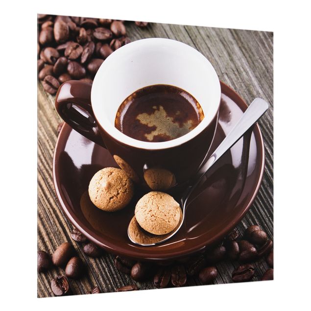 Glass splashback kitchen baking and coffee Coffee Mugs With Coffee Beans