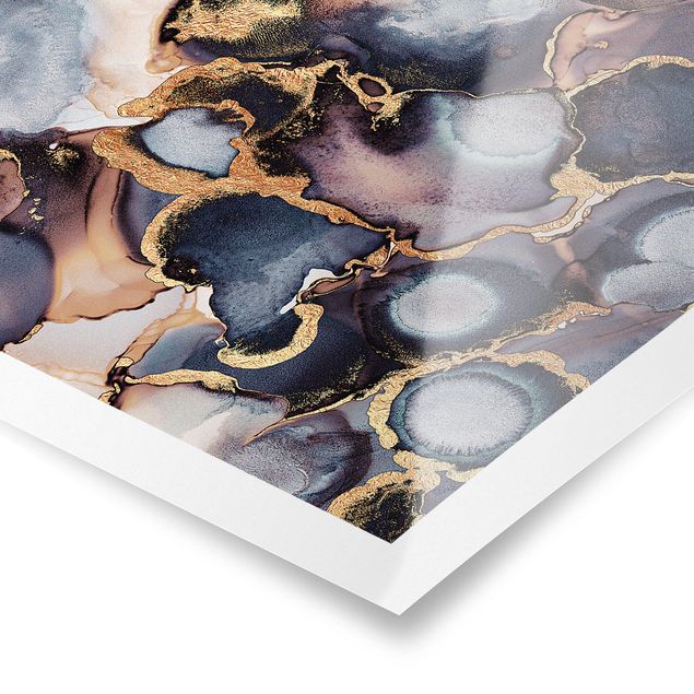 Prints Marble Watercolour With Gold