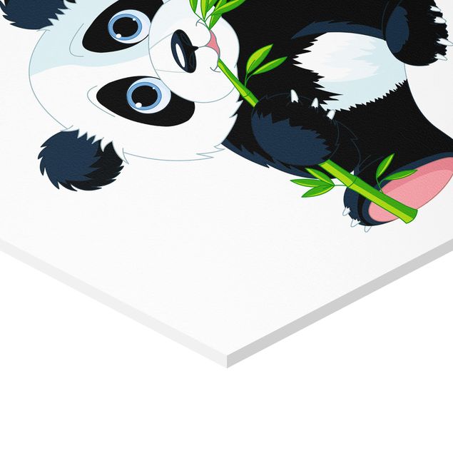 Hexagon photo prints Nibbling Panda