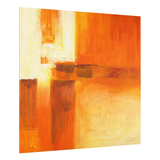 Glass splashback abstract Petra Schüßler - Composition In Orange And Brown 01