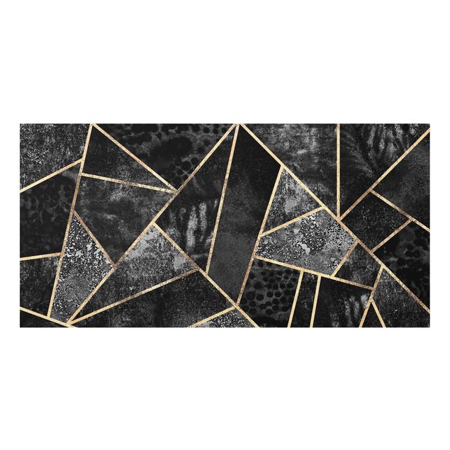 Glass splashback abstract Gray Triangles Gold