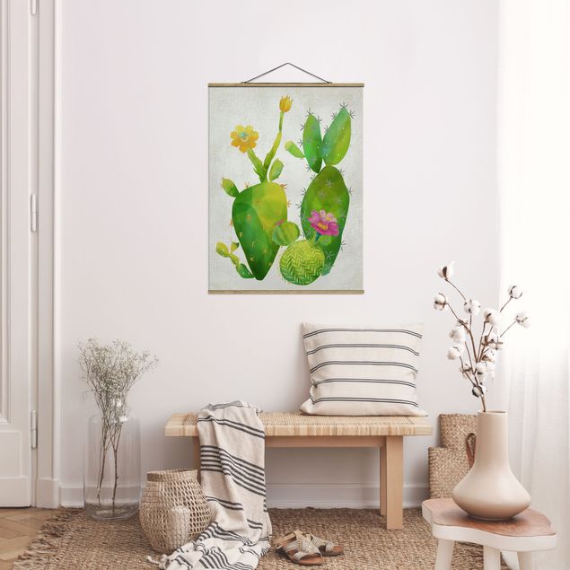 Flower print Cactus Family In Pink And Yellow
