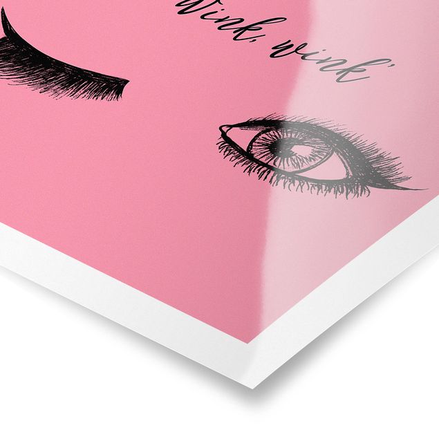 Pink wall art Eyelashes Chat - Wink