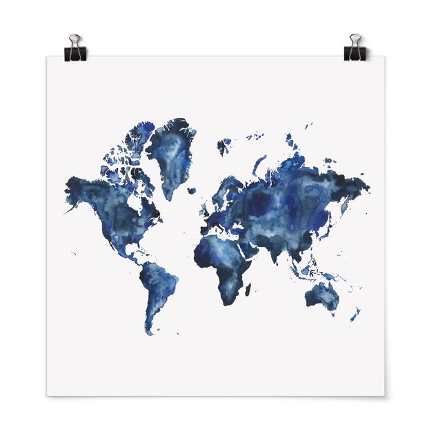 Prints maps Water World Map Light