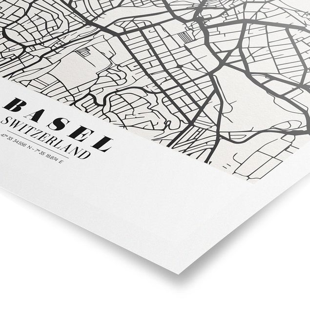 Black and white art Basel City Map - Classic