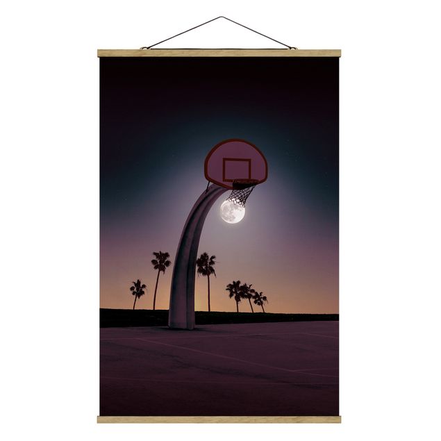 Sports wall art Basketball With Moon