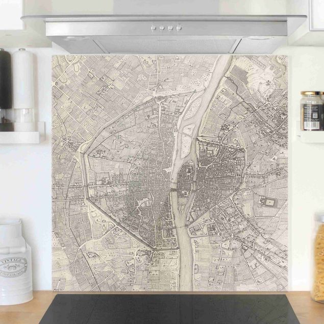 Kitchen Vintage Map Paris