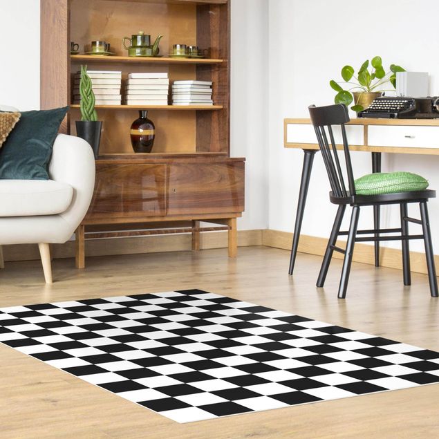 Kitchen Geometrical Pattern Chessboard Black And White