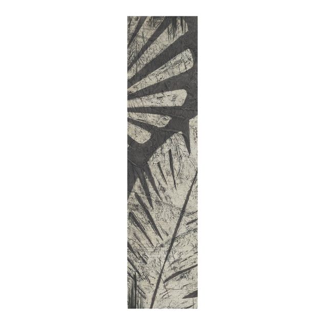 Sliding panel curtains flower Palm Leaves Dark Grey Backdrop