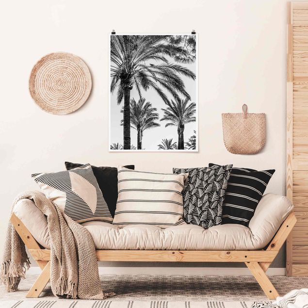 Art prints Palm Trees At Sunset Black And White