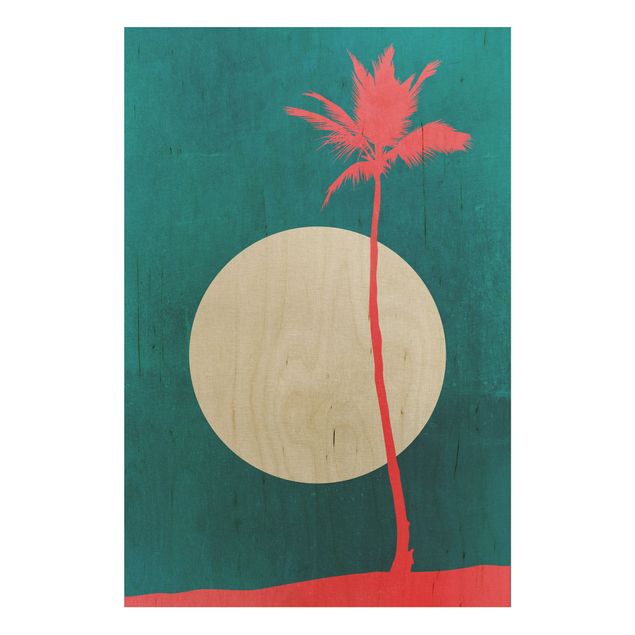 Wood prints flower Palm Tree Carribean