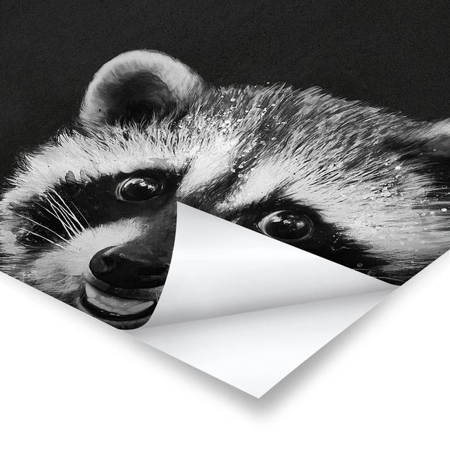 Prints black Illustration Racoon Black And White Painting