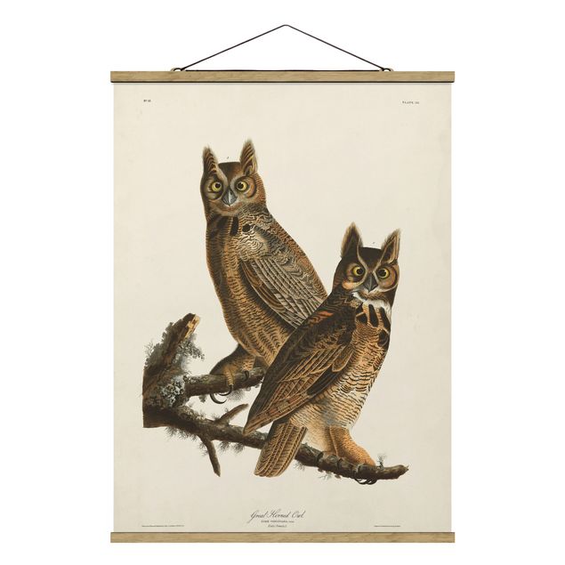 Retro wall art Vintage Board Two Large Owls