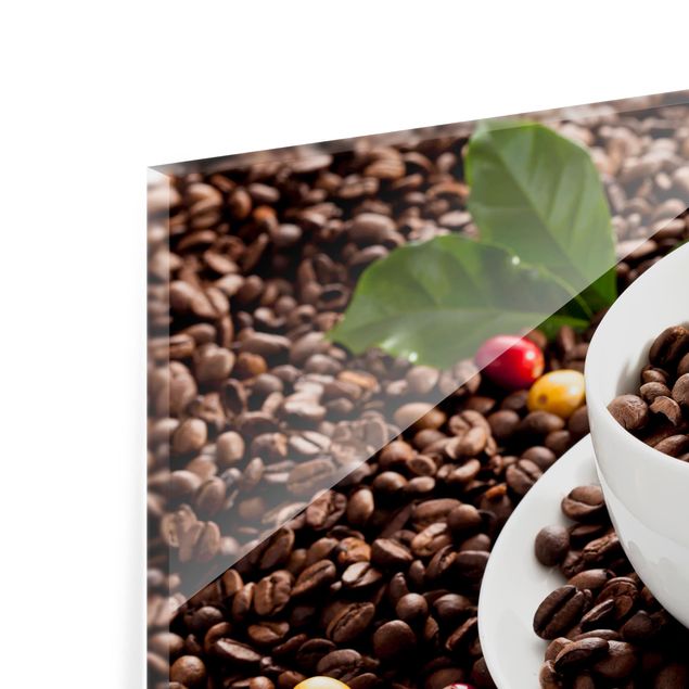 Glass Splashback - Coffee Cup With Roasted Coffee Beans - Landscape 2:3
