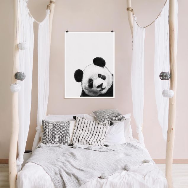 Panda bear wall art Illustration Panda Black And White Drawing
