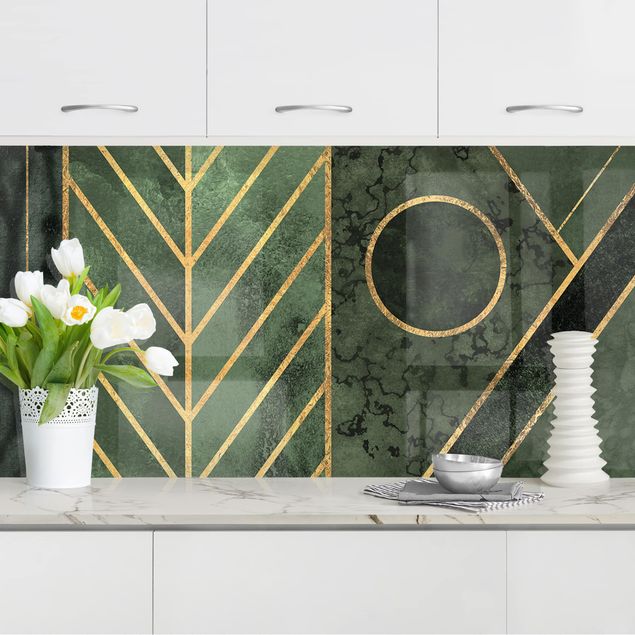 Kitchen Geometric Shapes Emerald Gold