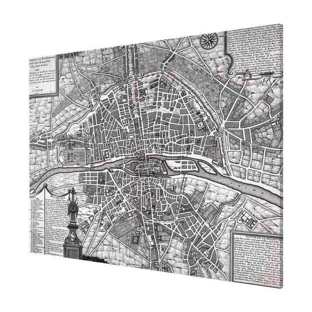 Magnet boards maps Vintage Map City Of Paris Around 1600