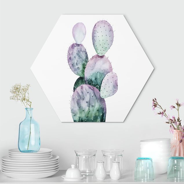 Floral canvas Cactus In Purple II