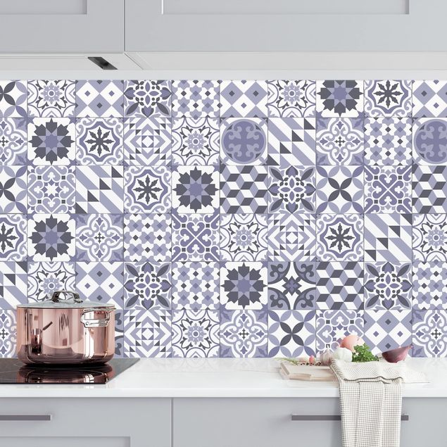 Kitchen Geometrical Tile Mix Purple