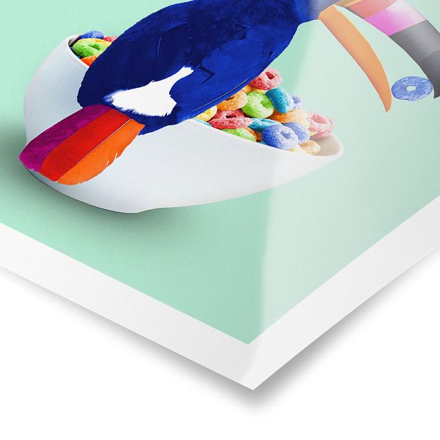 Green canvas wall art Breakfast With Toucan