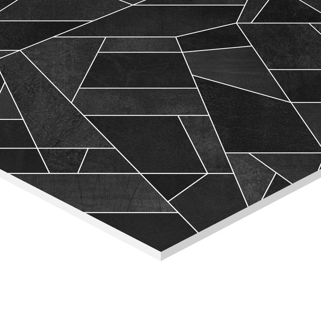 Hexagon photo prints Black And White Geometric Watercolour