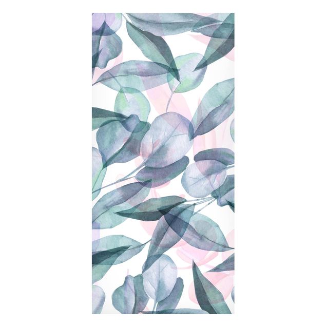 Magnet boards flower Blue And Pink Eucalyptus Leaves Watercolour