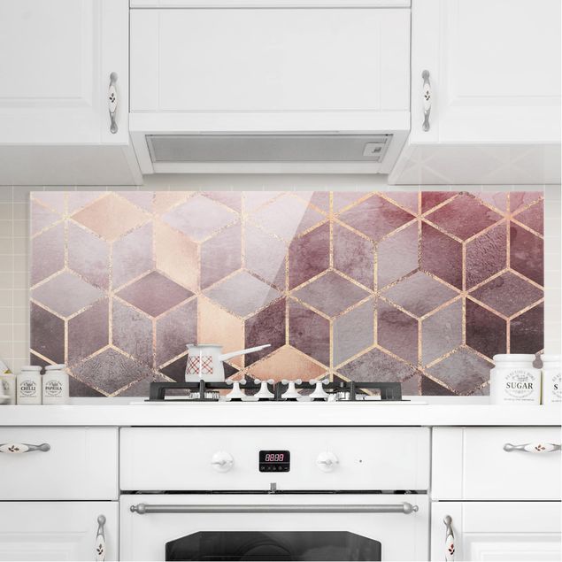 Kitchen Pink Gray Golden Geometry