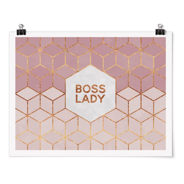 Prints quotes Boss Lady Hexagons Pink