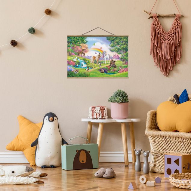 Modern art prints Enchanted Forest With Unicorn