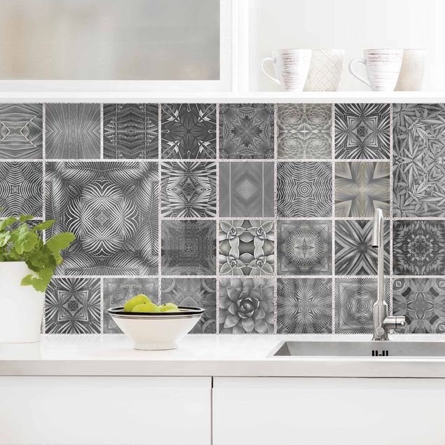 Kitchen Grey Jungle Tiles With Silver Shimmer